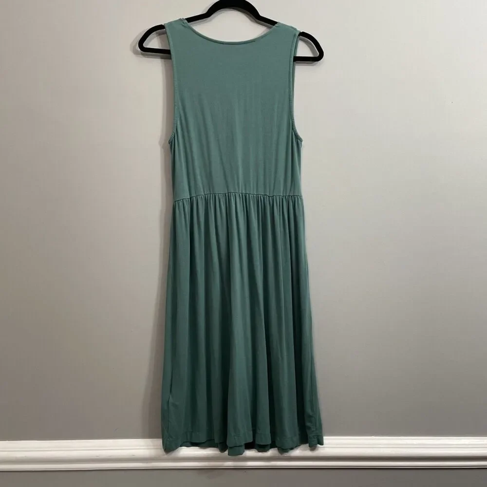 J.Crew Women's Green Maxi Dress Large Sleeveless Front Knot Jersey Summer Casual